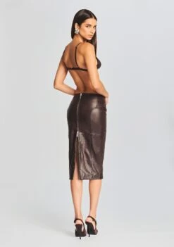Mercy Leather Skirt -Women's Clothing Shop Ecommerce Crop 20230815 Esti Bra Mercy Skirt Dark Chocolate 1497 ECOMM