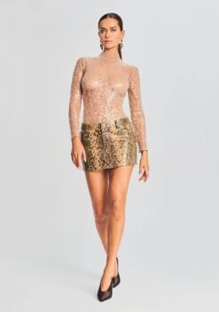 Jessa Sequin Bodysuit -Women's Clothing Shop Ecommerce Crop 20230815 Jessa Top Nora Coat Tannin 982 ECOMM