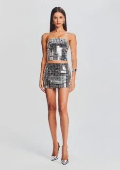 Daniella Top -Women's Clothing Shop Ecommerce Crop 23 09 21 DANIELLATOP LONDYNSKIRT BLACKSILVER 3061 ECOMM