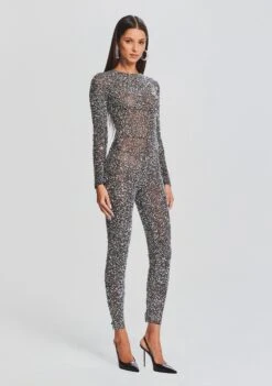 Marcel Sequin Jumpsuit -Women's Clothing Shop Ecommerce Crop 23 09 21 MARCELJUMPSUIT BLACKSILVER 3177 ECOMM