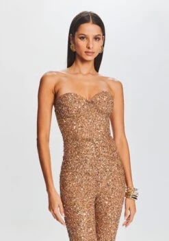 Elodie Sequin Jumpsuit -Women's Clothing Shop Ecommerce Crop 23 09 22 ELODIEJUMPSUIT TANNIN 2095 ECOMM
