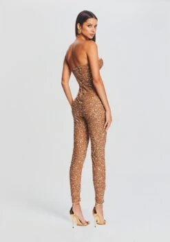 Elodie Sequin Jumpsuit -Women's Clothing Shop Ecommerce Crop 23 09 22 ELODIEJUMPSUIT TANNIN 2131 ECOMM