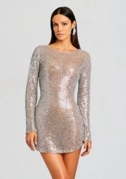 Malaya Sequin Embellished Dress -Women's Clothing Shop Ecommerce Crop 23 10 17 MALAYADRESS SILVERTANNIN 1784 ECOMM