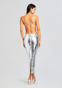 Liza Leather Skirt -Women's Clothing Shop Ecommerce Crop 23 10 17 VICTORIAJACKET ESTIBRA LIZASKIRT SILVER 3490 ECOMM aa8dc8f8 9132 4979 907e 25a7b12fe232