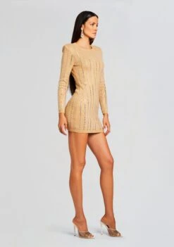 Virginia Embellished Knit Dress -Women's Clothing Shop Ecommerce Crop 23 10 17 VIRGINIADRESS TANNIN 446 ECOMM