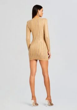 Virginia Embellished Knit Dress -Women's Clothing Shop Ecommerce Crop 23 10 17 VIRGINIADRESS TANNIN 466 ECOMM