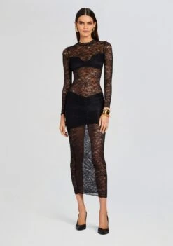Ellie Lace Midi Dress -Women's Clothing Shop Ecommerce Crop 23 10 18 ELLELACEMIDIDRESS BLACK 2035 ECOMM