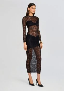 Ellie Lace Midi Dress -Women's Clothing Shop Ecommerce Crop 23 10 18 ELLELACEMIDIDRESS BLACK 2038 ECOMM