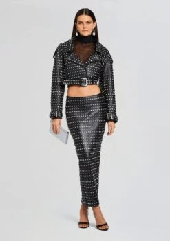 Whitley Embellished Leather Skirt -Women's Clothing Shop Ecommerce Crop 23 10 18 MORAJACKET WHITLEYSKIRT BLACK 2529 ECOMM cd789547 293e 4ac8 99be 78ca8ad34c02