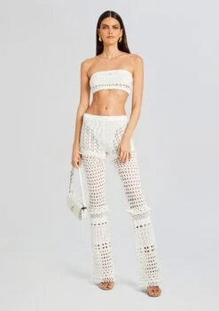 Kyla Knit Crochet Pant -Women's Clothing Shop Ecommerce Crop 23 10 25 ALAIACARDIGAN KYLAPANT LUIZTOP IRIDESCENTWHITE 382 ECOMM