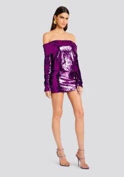 Wyn Sequin Dress -Women's Clothing Shop Ecommerce Crop 23 10 25 WYNDRESS AMETHYST 1456 ECOMM