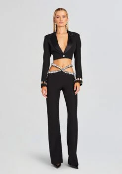 Kaz Pant -Women's Clothing Shop Ecommerce Crop 23 11 15 KAZPANT BLACKSILVER 1756 ECOMM