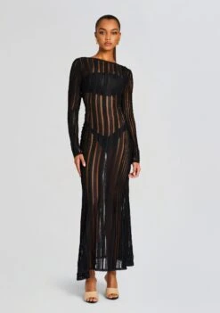 Saley Long Dress -Women's Clothing Shop Ecommerce Crop 23 11 16 SOULEYDRESS FHARYTOP BLACKSHAM 1120 ECOMM