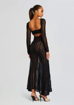 Saley Long Dress -Women's Clothing Shop Ecommerce Crop 23 11 16 SOULEYDRESS FHARYTOP BLACKSHAM 1149 ECOMM