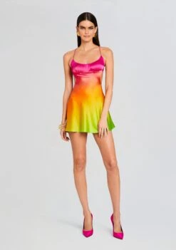 Josefine Silk Dress -Women's Clothing Shop Ecommerce Crop 23 12 18 JOSEFINEDRESS PINKLIMEOMBRE 2262 ECOMM