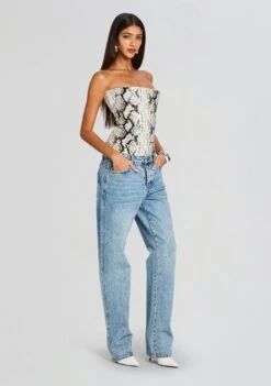 Flora Denim Pant -Women's Clothing Shop Ecommerce Crop 24 02 16 LEONIETOP NEUTRALSNAKE FLORAPANT TANGIER 1901 ECOMM 109902be d7a9 41c4 90cc 858eab1efeee