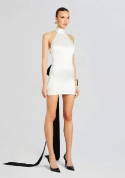 Mini Bow Dress -Women's Clothing Shop Ecommerce Crop 24 02 29 ANNABELMINIBOWDRESS WHITE 2282 ECOMM