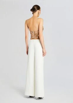 Sabel Embellished Top -Women's Clothing Shop Ecommerce Crop 24 02 29 SABELTOP TANNINSILVER 1234 ECOMM