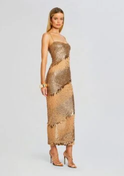 Carmine Embellished Dress -Women's Clothing Shop Ecommerce Crop 24 03 12 CARMINEDRESS TANNIN 0195 ECOMM