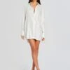 Maddox Embellished Shirt Dress -Women's Clothing Shop Ecommerce Crop 24 03 12 MADDOXSHIRT WHITE RUTHMINISHOULDERBAG SILVER 0407 ECOMM