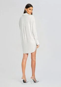 Maddox Embellished Shirt Dress -Women's Clothing Shop Ecommerce Crop 24 03 12 MADDOXSHIRT WHITE RUTHMINISHOULDERBAG SILVER 0428 ECOMM