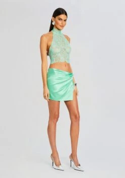 Reeve Silk Skirt -Women's Clothing Shop Ecommerce Crop 24 03 12 VIOLETTOP REEVESKIRT PISTACHIO 0619 ECOMM