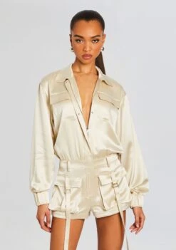 Rosanna Romper -Women's Clothing Shop Ecommerce Crop 24 03 27 ROSANNAROMPER CHAMPAGNE 1254 ECOMM