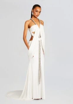 Gaia Embellished Dress -Women's Clothing Shop Ecommerce Crop 24 04 17 GAIADRESS WHITEGOLD 2146 ECOMM